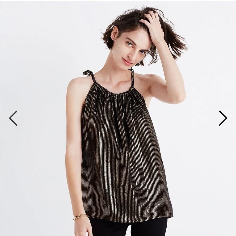 MADEWELL METALLIC STRIPED CAMI BLOUSE